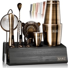 BARE BARREL® Cocktail Making Kit | 14-Piece Bartender Kit Cocktail Shaker Set Ma