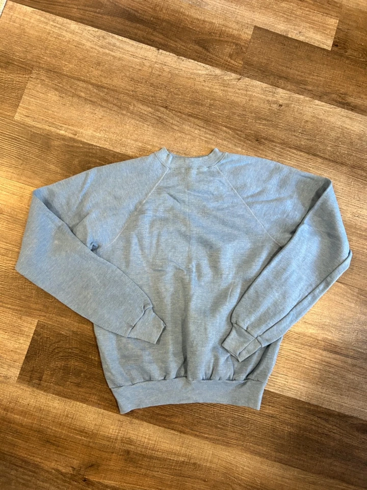 true vintage 60s 70s made USA inset sleeves light blue sweatshirt Large Medium - Image 2 of 4