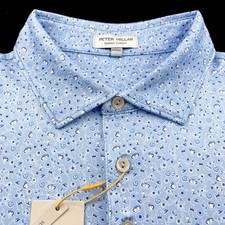 Peter Millar Crown Sport Summer Comfort Performance Floral Drinks Polo Blue 2XL