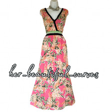 JOR BROWNS FLORAL PRINT MIDI MAXI OCCASION PARTY DRESS SIZE 18