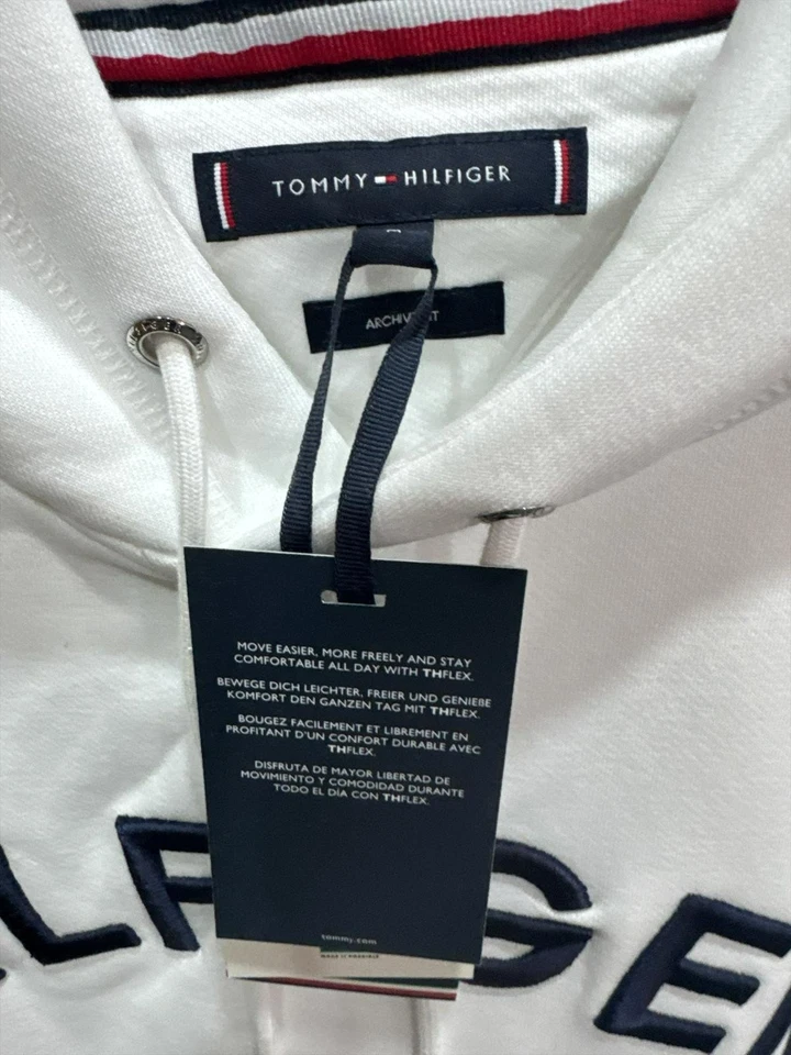 Tommy Hilfiger Hoodie Herren Kapuze Pullover Weiß Stylisch Hochwertig Neu - Bild 4 von 4
