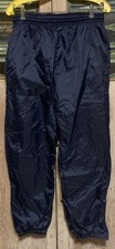 Vintage Unisex Kid Pants Vertical Active Nylon Lined Zip Elastic Ankle Navy EUC