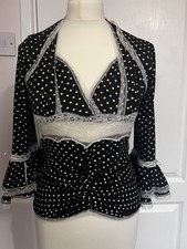 🖤Bohemian Adam Pour Eve Polka Dot halter neck Top & Cropped bolero UK10 France