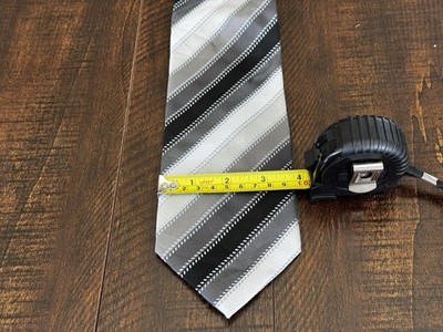 Bergamo New York 100 % Polyester Black White Grey Diagnole Hand Made Xtra Long