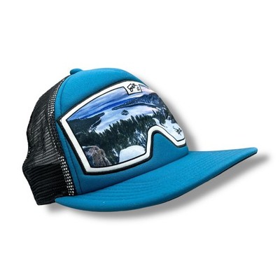 Bigtruck Ski Goggle Trucker Hat Blue Mesh Snapback Ski Bum Baseball Cap