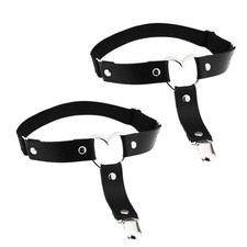2Pcs Black Leg Garter Belt Punk Leather Garter Belt Heart Thigh Garter with E...