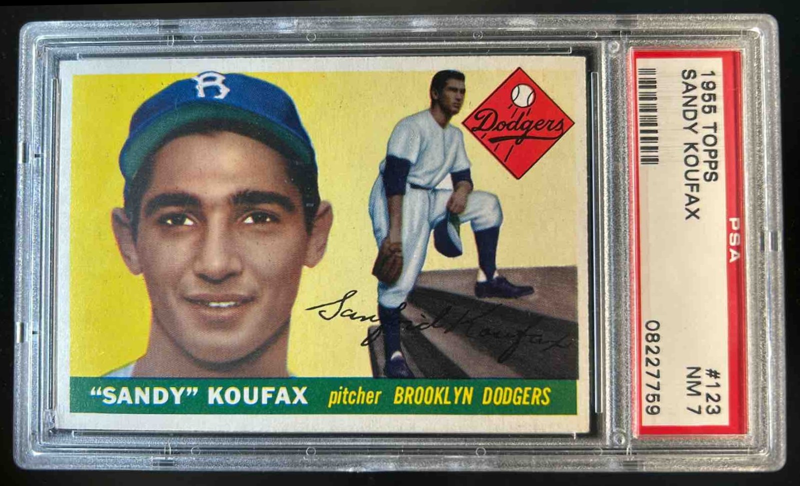 1955 Topps Sandy Koufax Rookie Card RC #123 Dodgers PSA 7 NM Near Mint