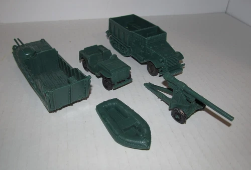 Vintage Marx WWII Battleground Playset Dark Green U.S. Vehicles Lot