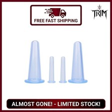 Blue Silicone Facial Cupping Set 4 Pieces Anti Cellulite Anti-Aging Massage