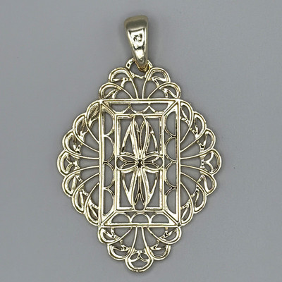 Vintage Signed Pierre Lang Gold-Plated Large 3.75'' Filigree Statement Pendant