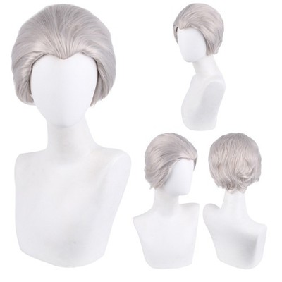 Anime DMC 5 Vergil Cosplay Heat Resistant Synthetic Hair Silver Wigs Halloween