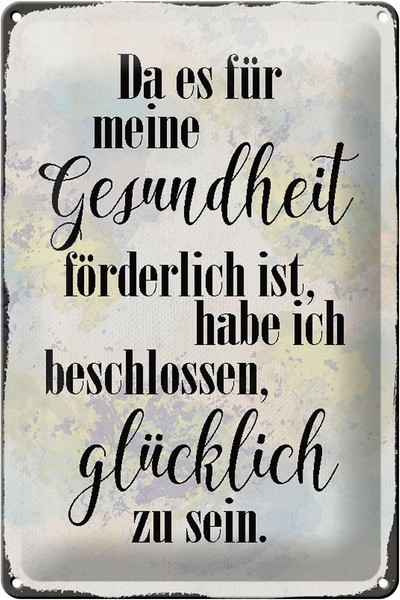 Blechschild Spruch 20X30 Cm Gesundheit GlüCklich Sein Metal Deko Schild Tin Sign-image