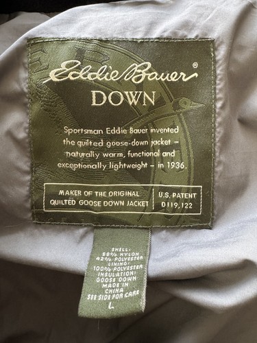 Eddie Bauer Goose Down Puffer Vest Mens Size L BLACK Zip Up Outdoor 🔥🔥 - Picture 5 of 7