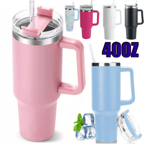 Thermobecher mit Strohhalm und Henkel, 1200ml 40oz Kaffeebecher To Go mit Deckel - Bild 3 von 32