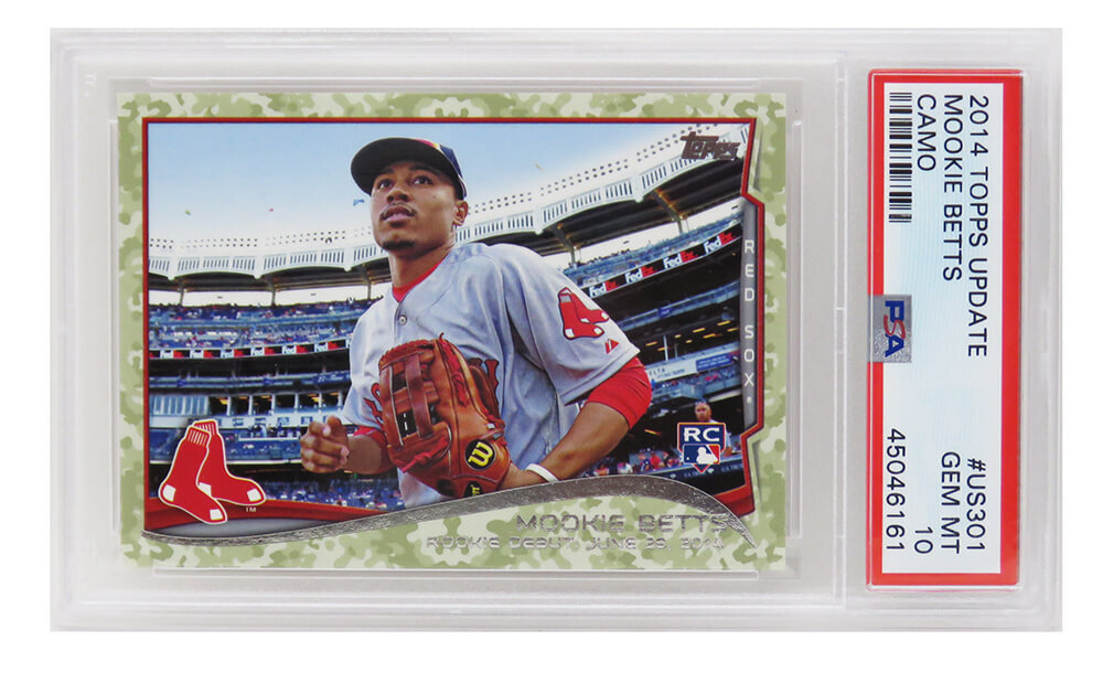 Mookie Betts 2014 Topps Update RC Card #US301 CAMO #91/99 (PSA 10 GEM MT/LOW POP