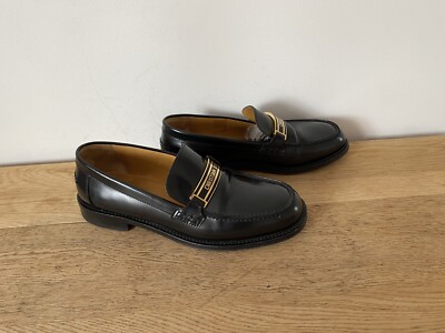 A6 Christian Dior Black Real Leather Womens Loafer Shoes UK 7 EU