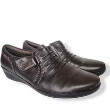 Clarks Collection Everlay Coda Brown Leather Slip On Shoes Size 8 Loafers Flats