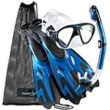 Phantom Aquatics Navigator Mask Fin Snorkel Set Artic Blue NEW Small to Medium