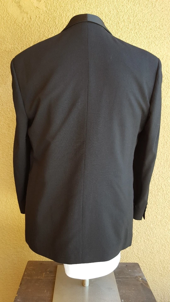 GARY’S Formal Wear Black Wool One Btn Shawl Suit Jacket 42 S Dominican Republic - Image 3 of 4