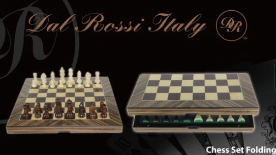 NEW Dal Rossi Folding Palisander Finish Chess Set 16 inch board w/ Timber Pieces