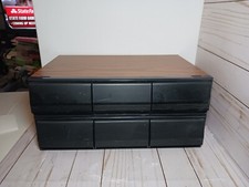 2 VTG Audio Cassette Storage 36 Tape Holder 3 Drawer Faux Wood Grain Look