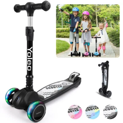 MARKENLOS Kinderroller Kinder Scooter Dreiradscooter mit LED Räder Cityroller ab 3 Jahre