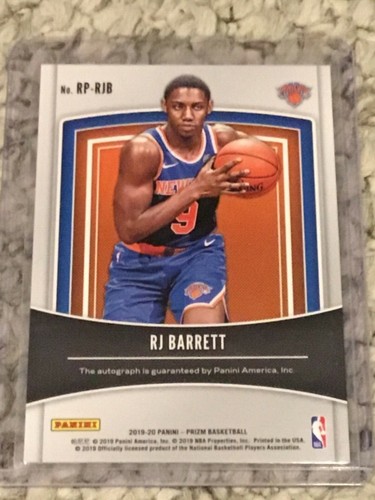RJ BARRETT 2019-20 PRIZM novato a lápiz autógrafo automático rp-rjb knicks radiocontrol - Imagen 2 de 2