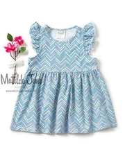 Girls Matilda Jane Platinum Blue Chevron Day Dreamer Maddy Top Size 10 NWOT