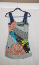 Lucy & Co Mini Dress M Floral Colorful Patchwork Artsy Boho 100% Cotton NEW