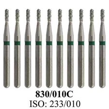 10Pcs Dental Diamond Burs Pear 830/010C High Speed Bur Coarse Grit FG Burr