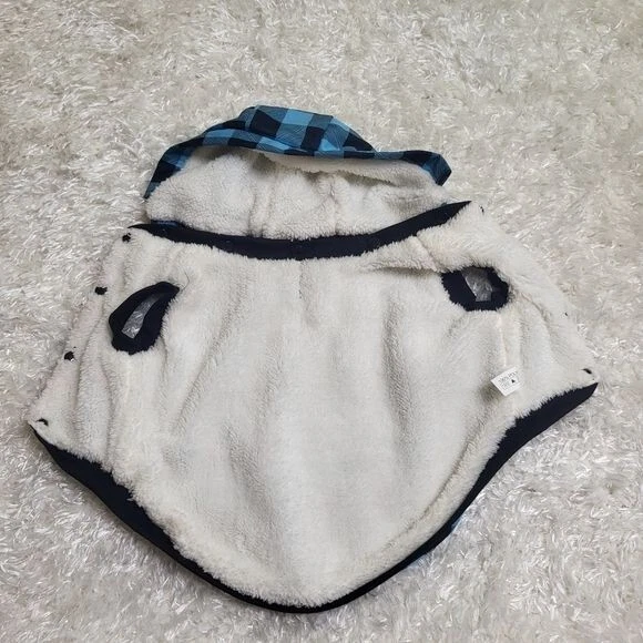 Chaqueta de Franela Pawz Road con Sudadera con Capucha para Perros, Azul y Negro a Cuadros, Pequeña Foto 3 de 4