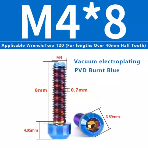 M4M5M6M8M10 Titanium Bolts Taper Cone Socket Head Motorcycle Modification Screws - Picture 50 of 205