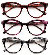 3 Pairs Women Round Marble Tortoise Reading - Glasses Spring Hinge Reader ZT108