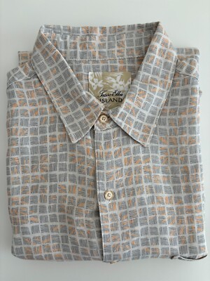 Tasso Elba ISLAND Men's Short Sleeve Shirt Beige 48  XL 75% Silk 25% Linen NWOT