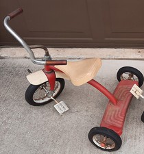 Roadmaster Tricycle Vintage Metal Red Tan and Chrome 21 Inch Wheelspan/Height