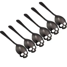 304 Stainless Steel Skull Sugar Spoon Dessert Tea Coffee  Assorted Colors 