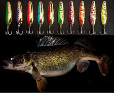 (10)  2 1/4"  Smooth / Hex Gold,  Trolling Flutter Spoons Flash Tape