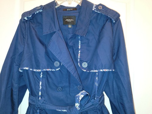 JASON WU for TARGET Navy Blue Trench Coat W/floral Trim Sz XL NWOT - Picture 3 of 9