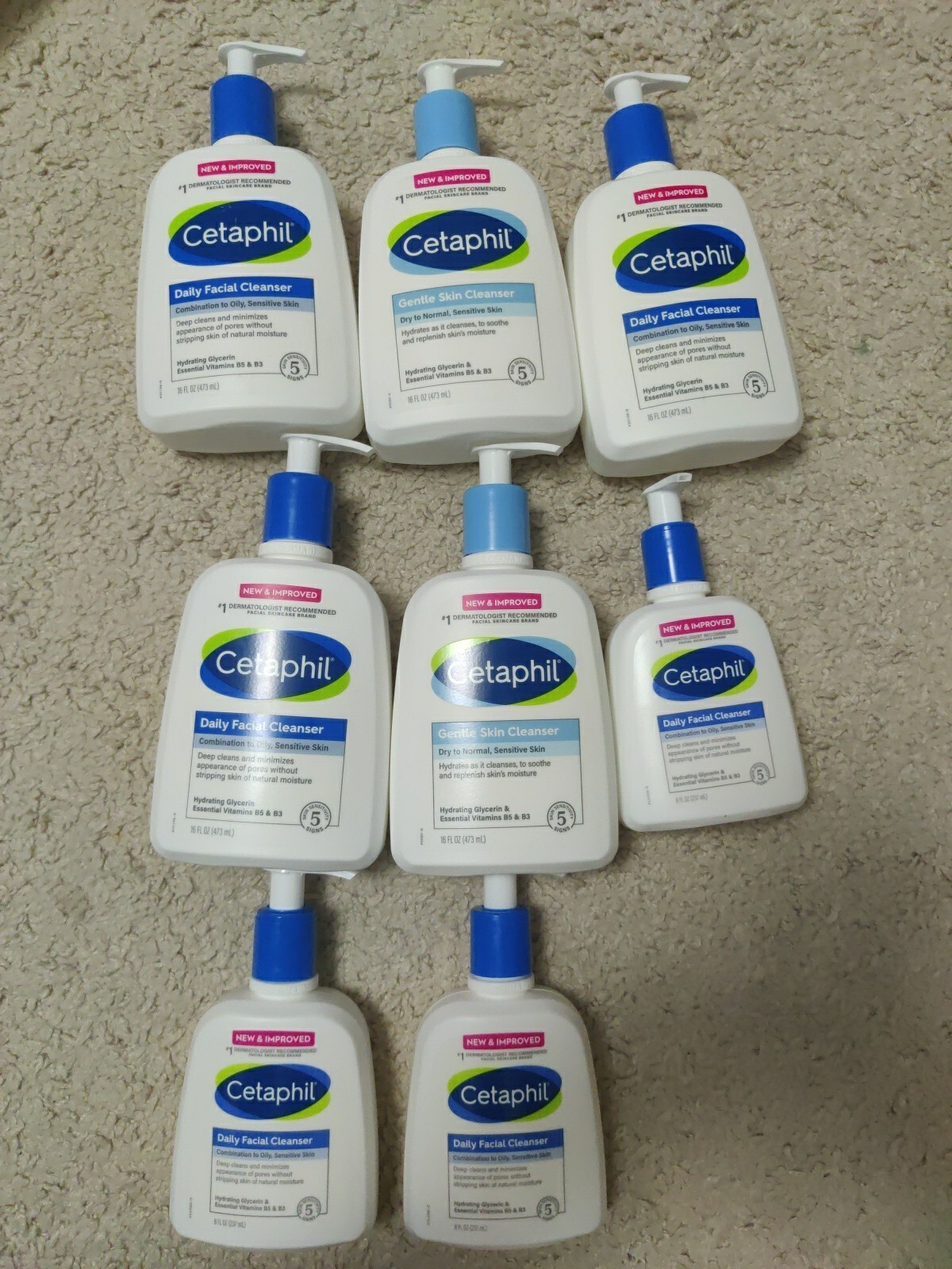 8 Cetaphil Daily Facial Cleanser 16 Oz EA for Combination Oily