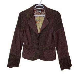 BKE Rare Vintage Tweed Blazer Jacket Brown Floral Lining Wool Blend Size Medium