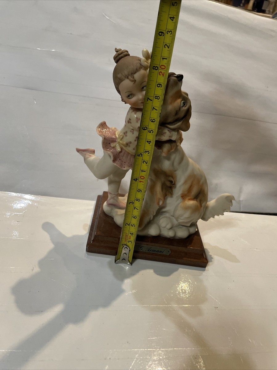 1984 GIUSEPPE ARMANI FLORENCE GIRL HUGGING HER DOG FIGURINE