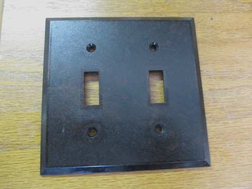 Reynolite 1102 USA Brown Bakelite 2Gang Switch Plate Wall Box Cover 1950 Vtg MCM - Picture 2 of 6