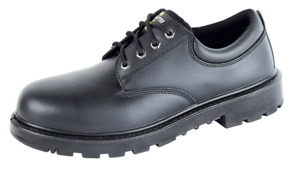 Mens Ladies Leather Safety Shoes Lace up Lightweight Comfort Padded 4