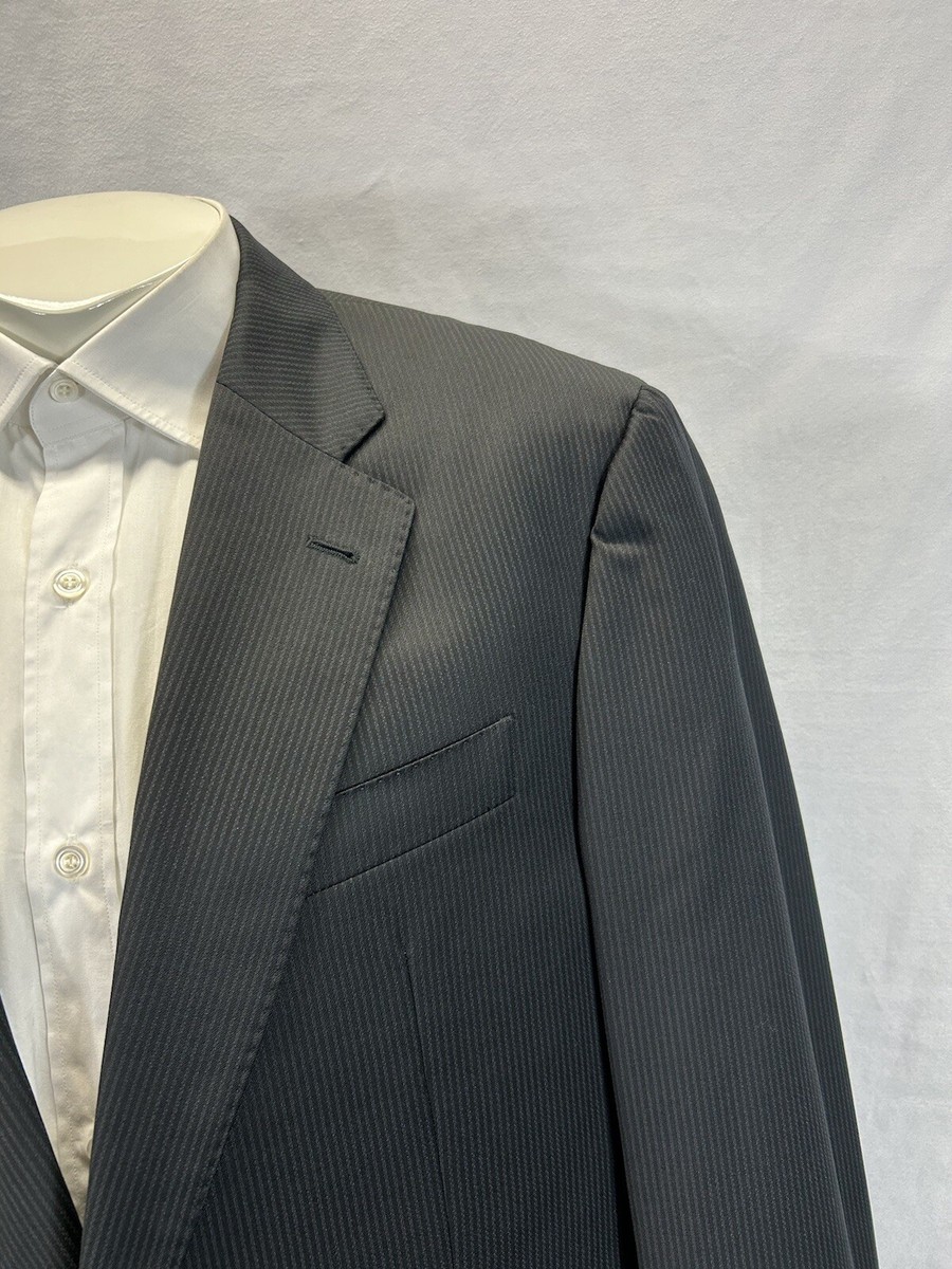 Armani Collezioni G Line Black Stripe Suit 2-Bt Sz EU 54 L/ US 42