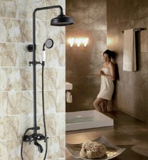 Oil Rubbed Brass Bathroom Rain Shower Faucet Set with Bathtub Mixer Tap 2rs453