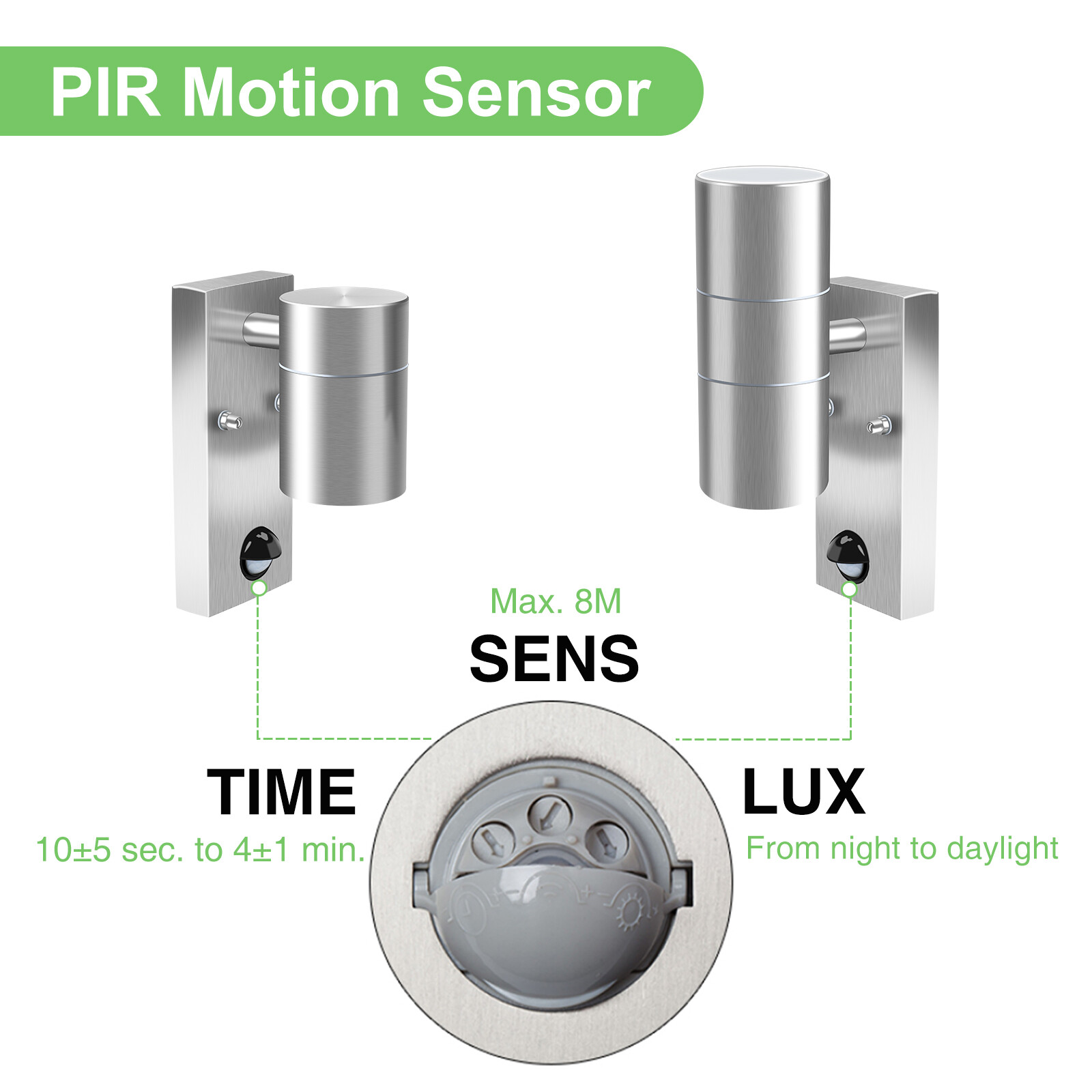 Up Down Led Wall Light PIR Sensor 5W GU10 Outdoor Garden Wall Lights ...