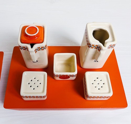 Icap Gualdo Tadino Menage Vintage anni 60/70 Set Dispenser Sale Pepe Olio Aceto - Foto 6 di 12