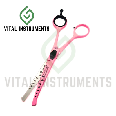 Professional Dog Pet Grooming Slightly Curved Scissor Pink