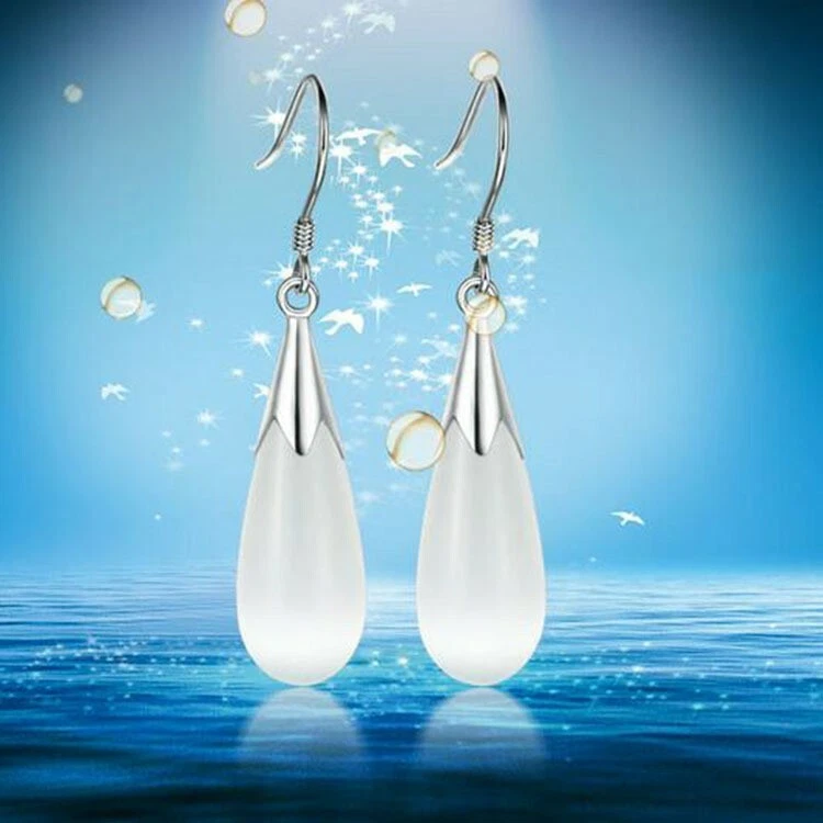 Мода женщин шикарный лунный камень опал серьги кисточки капли ретро стиль 1301 - Изображение 3 из 4