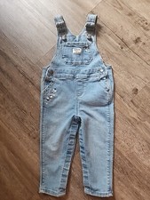 OshKosh Girls Overalls Baby Toddler Size 18 Months Floral Flowers Vestbak Euc